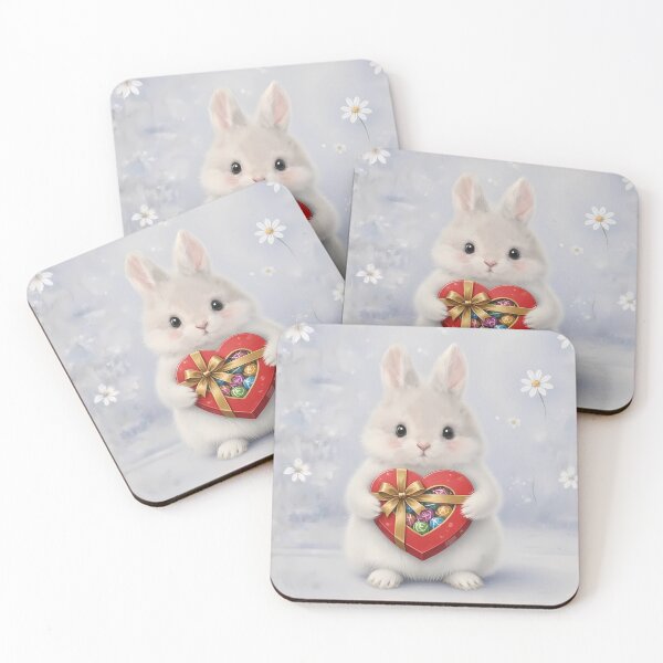 Item preview, Cute Fluffy Bunny with Heart Chocolate Box - Sweet Valentine Rabbit Art designed and sold by lovelistivkaa.