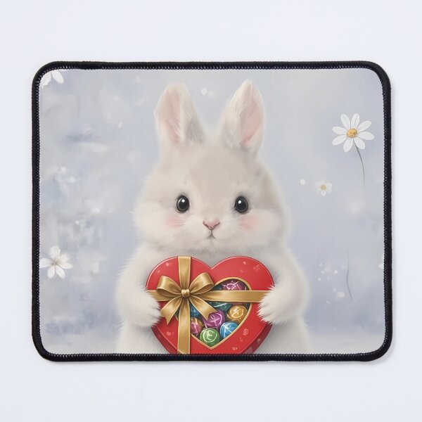 Item preview, Cute Fluffy Bunny with Heart Chocolate Box - Sweet Valentine Rabbit Art designed and sold by lovelistivkaa.