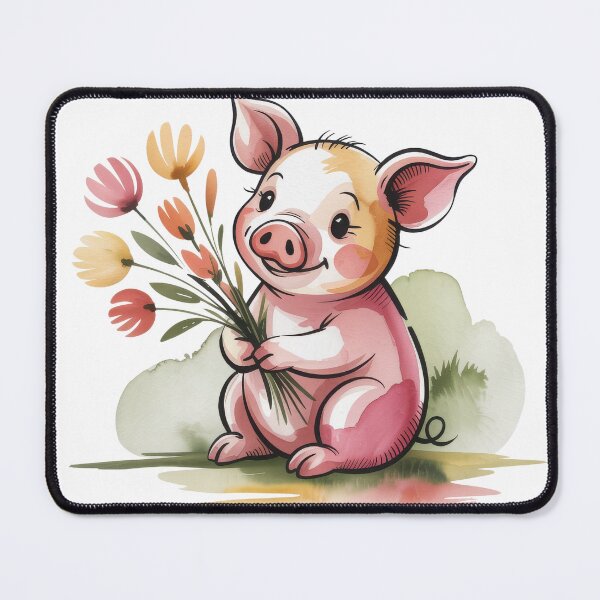 Item preview, Cute Floral Piglet | Whimsical Cottagecore Watercolor Pig Illustration designed and sold by GraceInNatureCo.