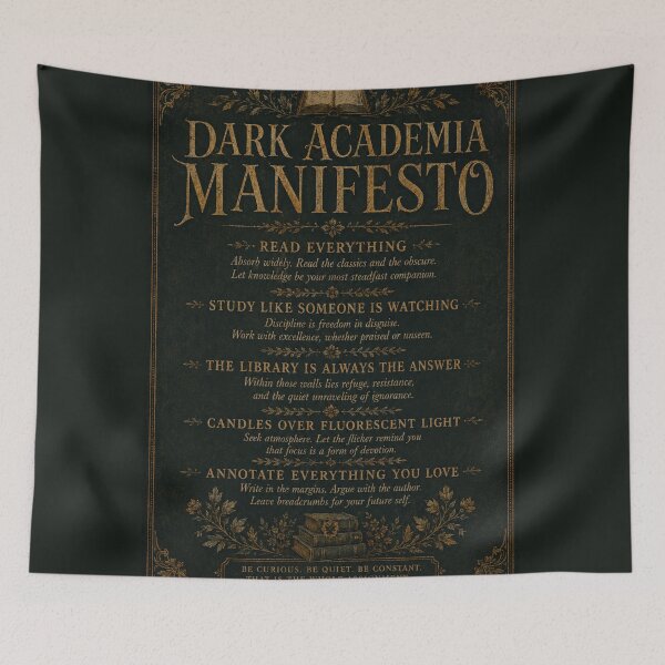Item preview, Dark Academia Manifesto Typographic Poster – Elegant Botanical Vintage Art | Dark Academia Wall Decor designed and sold by irfanshikh.