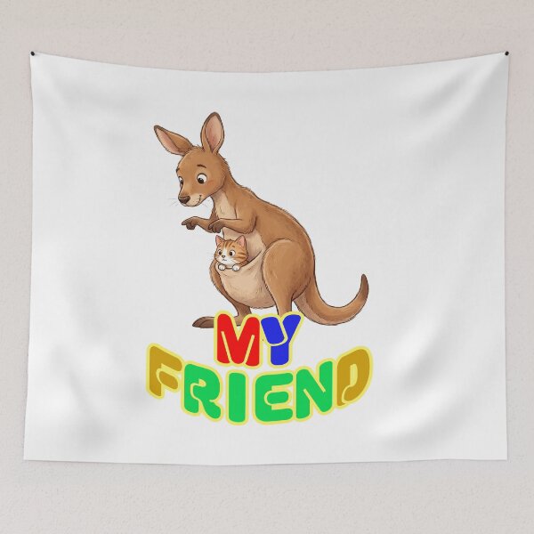 Item preview, My Friend -A gentle kangaroo and a cute kitty- designed and sold by LOVEARTDESIGN.
