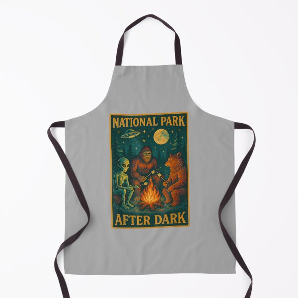Item preview, National Park After Dark Alien Bigfoot Bear Camping designed and sold by ArleneRowe.