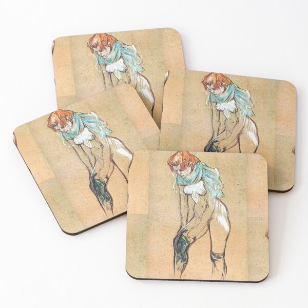 Item preview, Woman Pulling Up Her Stocking by Henri de Toulouse-Lautrec Vintage Belle Époque Figure Study Art Print designed and sold by artofuniverse.
