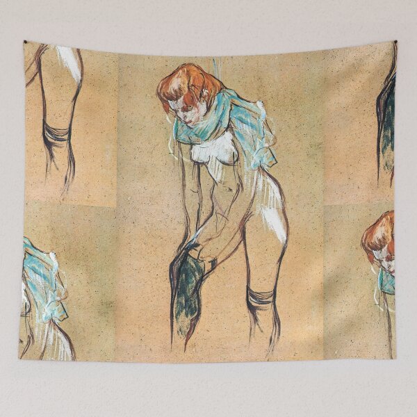 Item preview, Woman Pulling Up Her Stocking by Henri de Toulouse-Lautrec Vintage Belle Époque Figure Study Art Print designed and sold by artofuniverse.