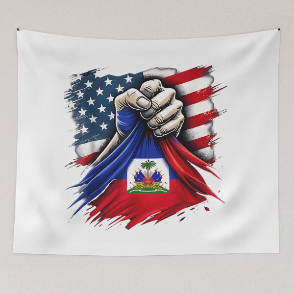 Item preview, Strong Fist Holding American Flag and Haitian Flag Heritage Patriotic Art designed and sold by TrevorCantela.