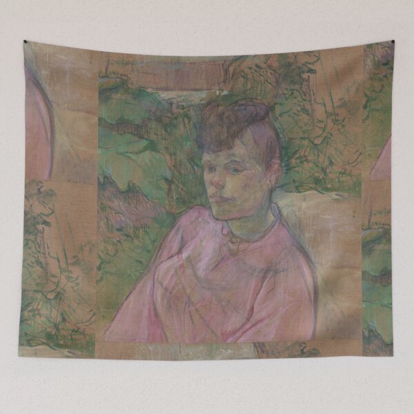 Item preview, Woman in the Garden of Monsieur Forest by Henri de Toulouse-Lautrec Vintage Post-Impressionist Portrait Wall Art Print designed and sold by artofuniverse.