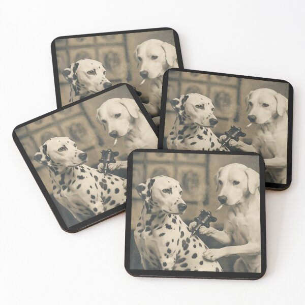 Item preview, Vintage Photo Dalmatian Dog Getting A Tattoo From A Labrador Friend designed and sold by TrevorCantela.