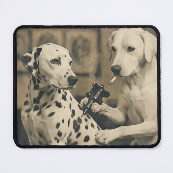 Item preview, Vintage Photo Dalmatian Dog Getting A Tattoo From A Labrador Friend designed and sold by TrevorCantela.