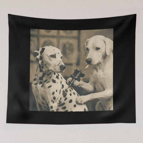 Item preview, Vintage Photo Dalmatian Dog Getting A Tattoo From A Labrador Friend designed and sold by TrevorCantela.