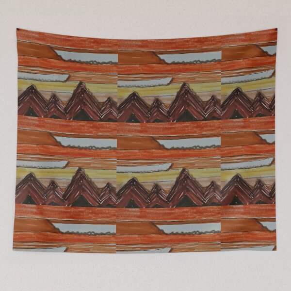 Item preview, Abstract mountain skyline scene orange designed and sold by DancingCreek.
