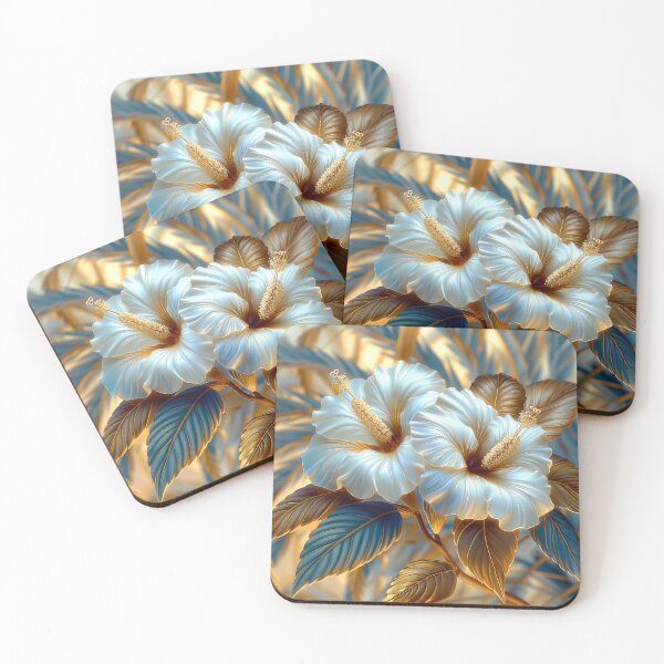 Item preview, White Tropical Flowers and Palm Leaves designed and sold by MargaretWiktor.