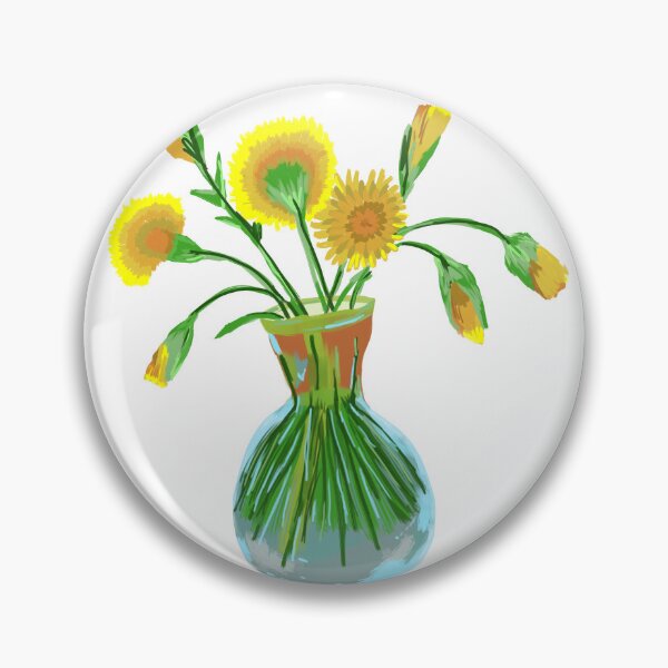 Item preview, Yellow Dandelions in Glass Vase Painting designed and sold by Kazewalk.