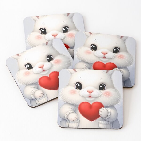 Item preview, Cute Fluffy Bunny in Sweater Holding Red Heart - Cozy Valentine Rabbit Art designed and sold by lovelistivkaa.