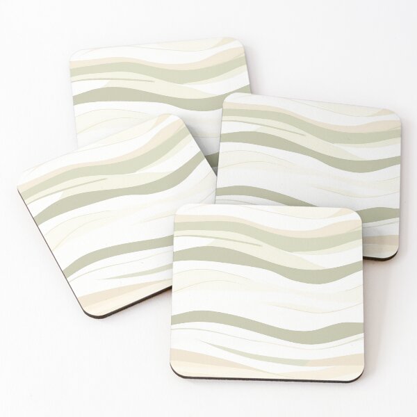 Item preview, Seamless Waves Abstract Pattern - Minimalist Design Beige Sage White designed and sold by AmoebaPress.