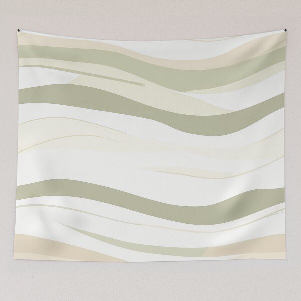 Item preview, Seamless Waves Abstract Pattern - Minimalist Design Beige Sage White designed and sold by AmoebaPress.