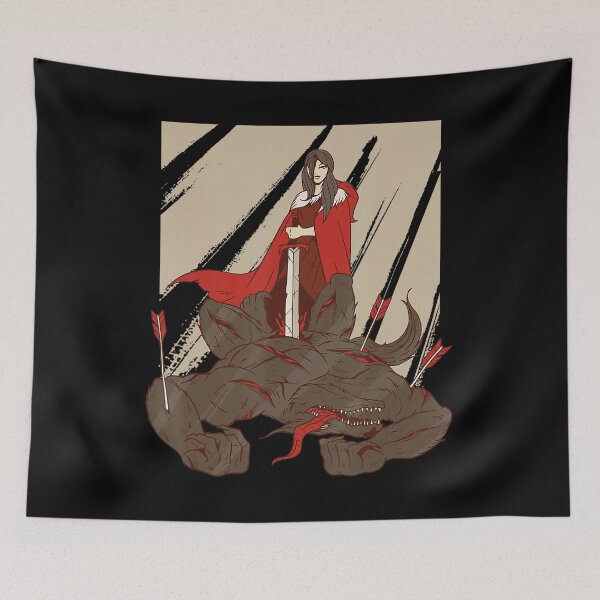 Item preview, Anime Warrior Red Kimono Action Illustration Design designed and sold by LandynBrylee.