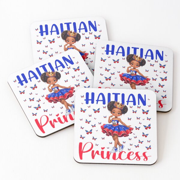 Item preview, Cute Haitian Princess Girl With Butterflies National Flag Colors Butterfly Crown designed and sold by DonnaLoly.