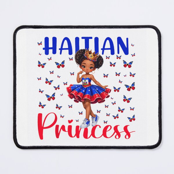 Item preview, Cute Haitian Princess Girl With Butterflies National Flag Colors Butterfly Crown designed and sold by DonnaLoly.