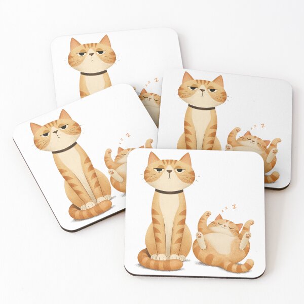 Item preview, Funny Retro Ginger Cats Illustration Stoic and Sleeping Duo designed and sold by DiNata.