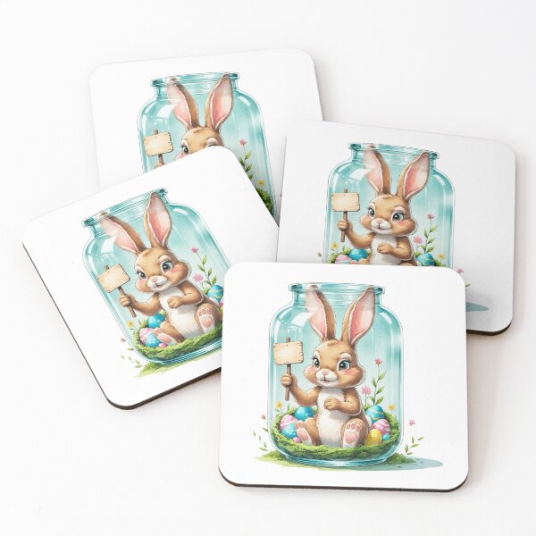 Item preview, Cute Bunny Holding Wooden Sign designed and sold by AQUILAKREO.