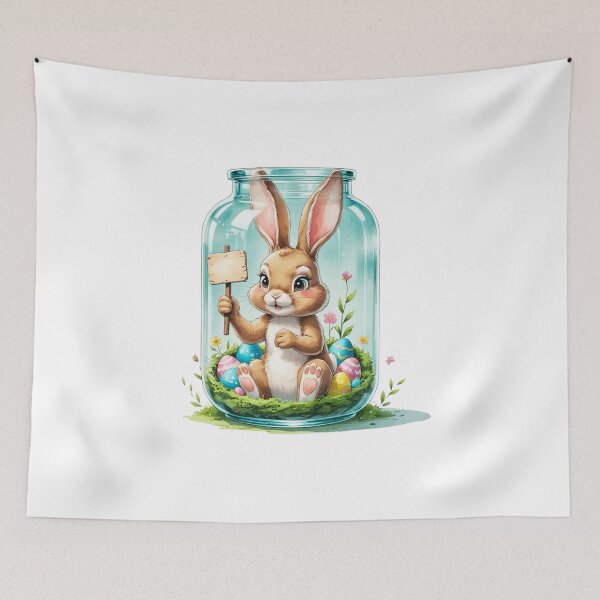 Item preview, Cute Bunny Holding Wooden Sign designed and sold by AQUILAKREO.