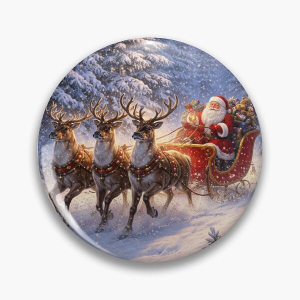 Item preview, Santa Claus Flying Sleigh with Reindeer - Magical Winter Night designed and sold by lovelistivkaa.