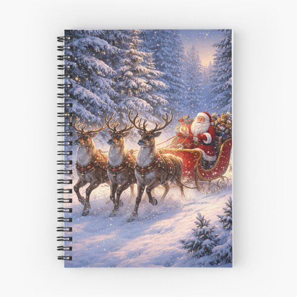 Item preview, Santa Claus Flying Sleigh with Reindeer - Magical Winter Night designed and sold by lovelistivkaa.