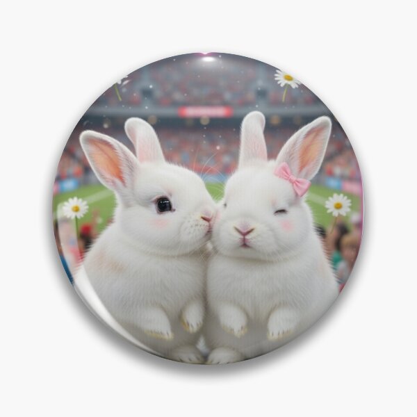 Item preview, Cute Bunnies Kiss Cam Heart - Whimsical Stadium Pet Art designed and sold by lovelistivkaa.