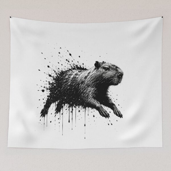 Artikelvorschau, Grunge Capybara Ink Splatter Wild Graphic entworfen und verkauft von ffpdsgn.