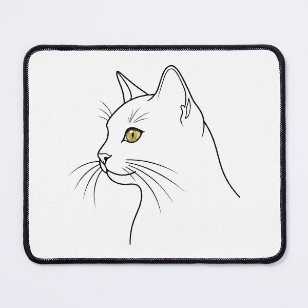 Item preview, Minimalist Black Cat Line Art Yellow Eye designed and sold by KelliesGrafix.