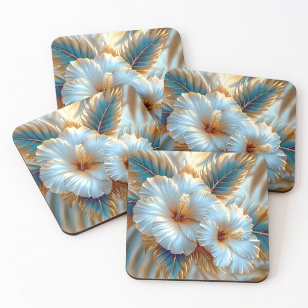 Item preview, White Tropical Flowers and Palm Leaves designed and sold by MargaretWiktor.