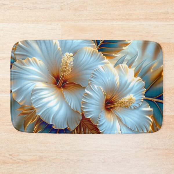 Item preview, White Tropical Flowers and Palm Leaves designed and sold by MargaretWiktor.