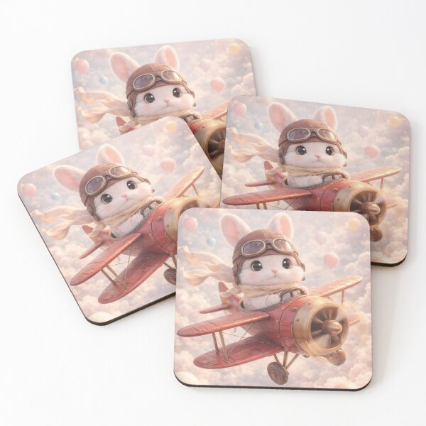 Item preview, Adorable Bunny Aviator Flying a Retro Red Plane designed and sold by lovelistivkaa.