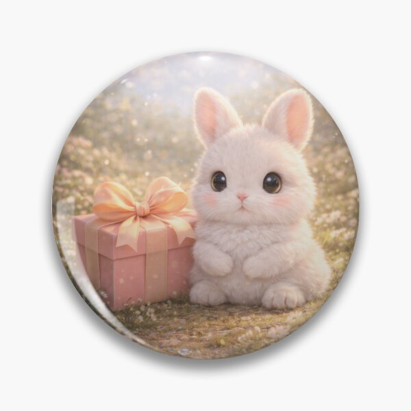 Item preview, Little White Bunny with a Pink Gift Box in a Sunny Daisy Meadow designed and sold by lovelistivkaa.