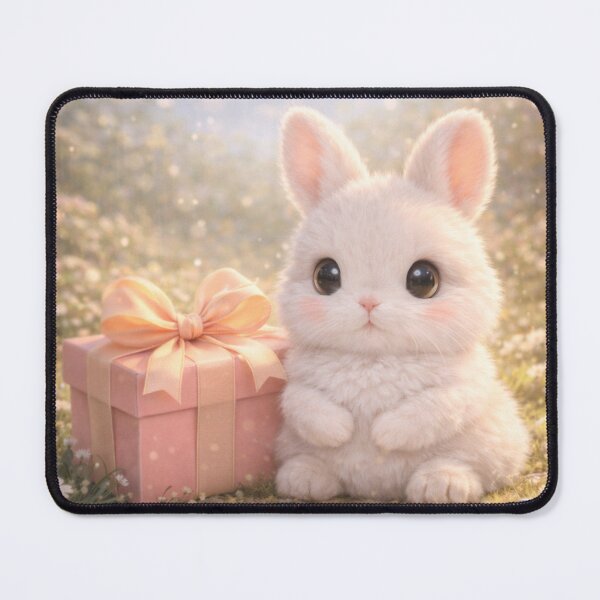 Item preview, Little White Bunny with a Pink Gift Box in a Sunny Daisy Meadow designed and sold by lovelistivkaa.