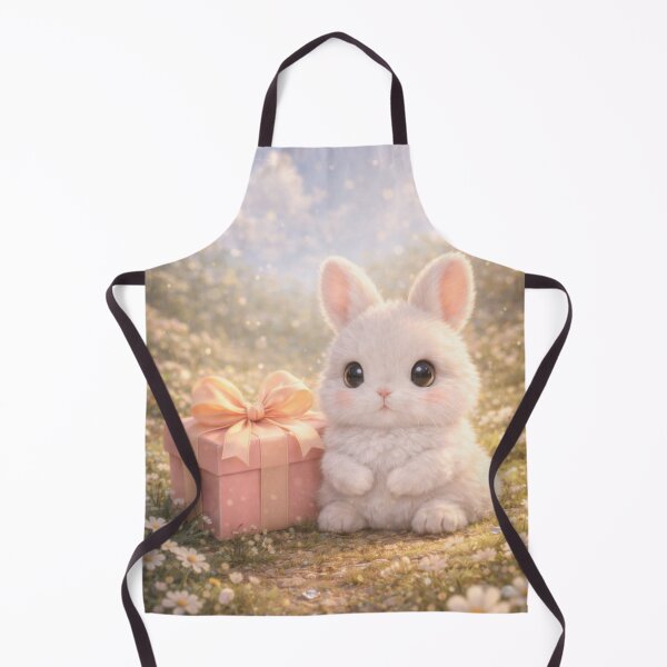 Item preview, Little White Bunny with a Pink Gift Box in a Sunny Daisy Meadow designed and sold by lovelistivkaa.