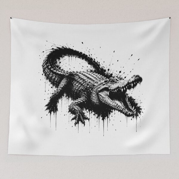 Item preview, Aggressive Crocodile Ink Splatter Grunge Art designed and sold by ffpdsgn.
