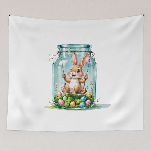 Item preview, Happy Bunny on Swing in Jar designed and sold by AQUILAKREO.