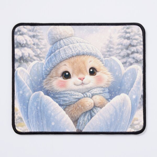 Item preview, Tiny Winter Mouse Snuggled in a Blue Flower designed and sold by lovelistivkaa.
