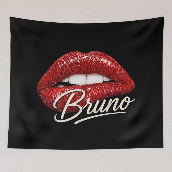 Item preview, Red Glitter Lips Bruno Name Personalised Fashion Graphic Art Beauty Aesthetic designed and sold by AmalnoRoyil.