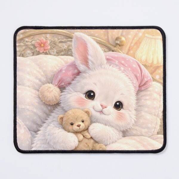 Item preview, Cozy Sleepy Bunny with Teddy Bear in Bed designed and sold by lovelistivkaa.