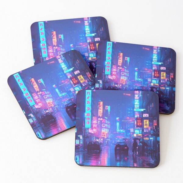 Item preview, Neon Cyberpunk City Rain - Futuristic Tokyo Night Aesthetic 5000x5000 HD designed and sold by RAMHEARTS.