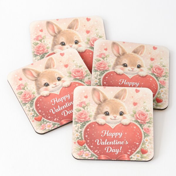 Item preview, Adorable Valentine Bunny with Red Heart and Roses designed and sold by lovelistivkaa.