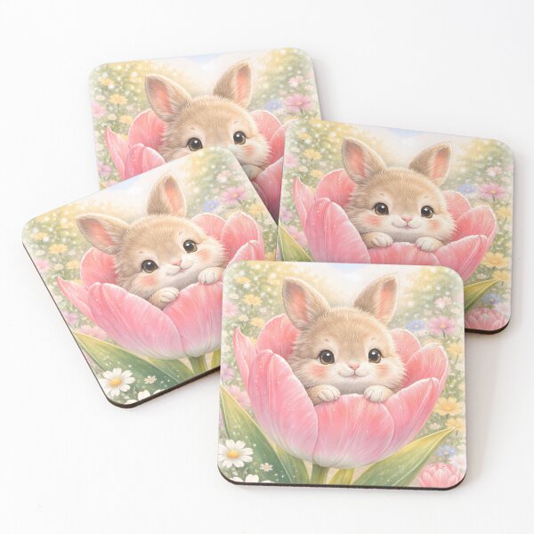 Item preview, Cute Baby Bunny inside Pink Tulip Flower designed and sold by lovelistivkaa.