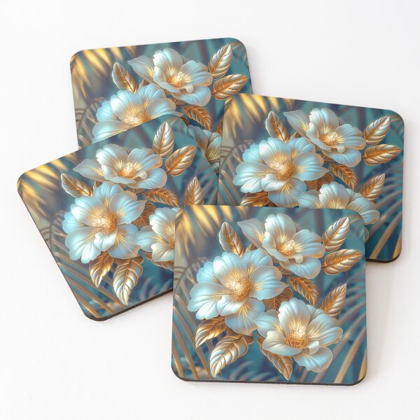 Item preview, White Tropical Flowers and Palm Leaves designed and sold by MargaretWiktor.