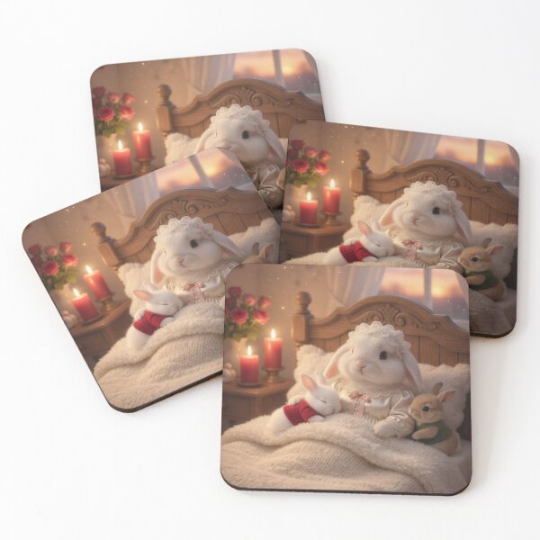 Item preview, Cozy Bunny Family Bedtime with Candles and Sunset designed and sold by lovelistivkaa.
