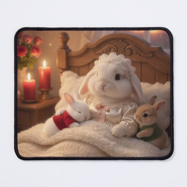 Item preview, Cozy Bunny Family Bedtime with Candles and Sunset designed and sold by lovelistivkaa.