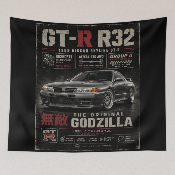 Item preview, 1989 Nissan Skyline GT-R R32 RB26DETT Original JDM Vintage Art designed and sold by TheArtOfCar.