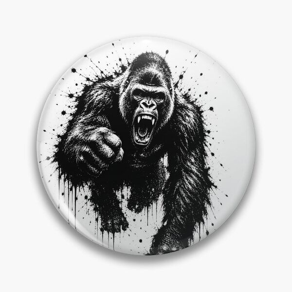 Item preview, Powerful Gorilla Ink Splatter Roaring Silverback designed and sold by ffpdsgn.
