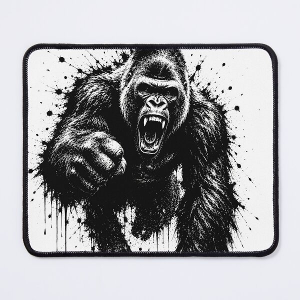 Item preview, Powerful Gorilla Ink Splatter Roaring Silverback designed and sold by ffpdsgn.